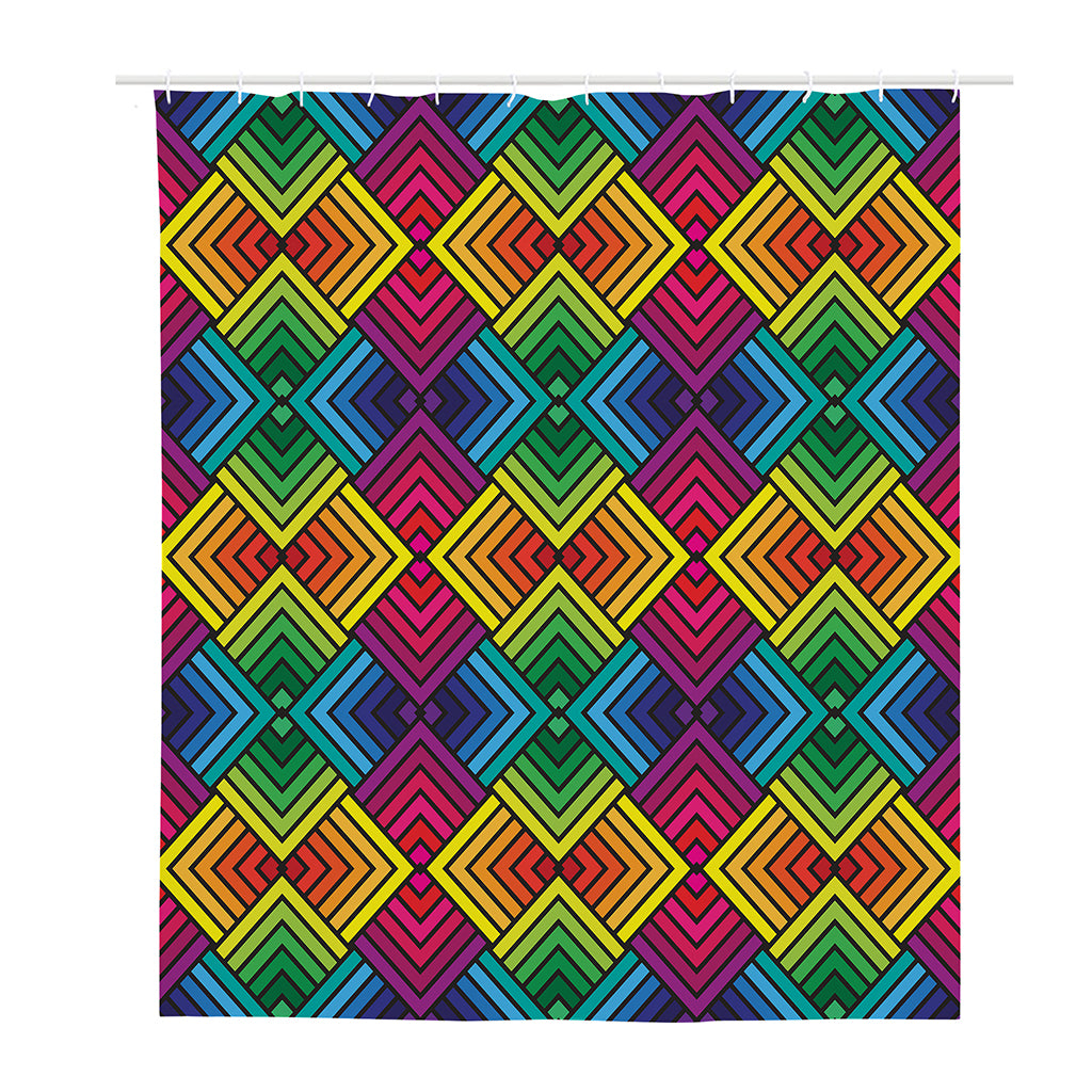 Geometric Rainbow Pattern Print Polyester Shower Curtain