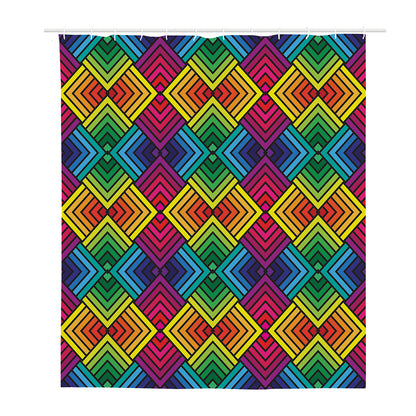 Geometric Rainbow Pattern Print Polyester Shower Curtain