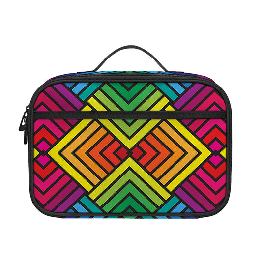 Geometric Rainbow Pattern Print Portable Lunch Bag