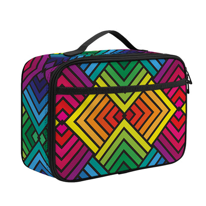 Geometric Rainbow Pattern Print Portable Lunch Bag