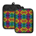 Geometric Rainbow Pattern Print Pot Holders With Pocket