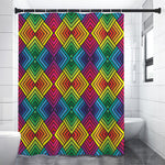 Geometric Rainbow Pattern Print Premium Shower Curtain