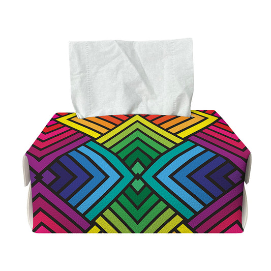 Geometric Rainbow Pattern Print Rectangle Tissue Box Cover