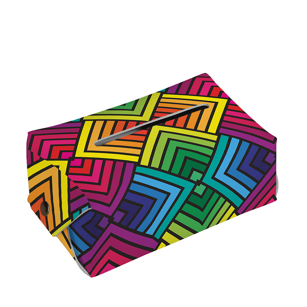 Geometric Rainbow Pattern Print Rectangle Tissue Box Cover