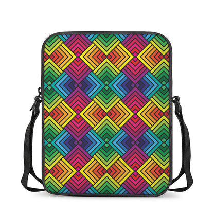 Geometric Rainbow Pattern Print Rectangular Crossbody Bag