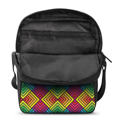 Geometric Rainbow Pattern Print Rectangular Crossbody Bag