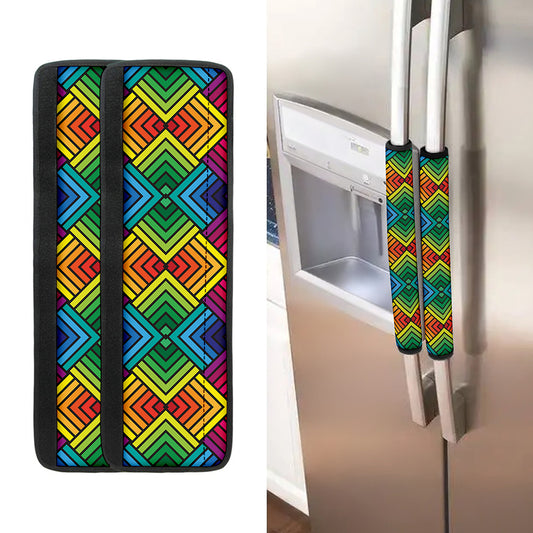 Geometric Rainbow Pattern Print Refrigerator Handle Covers