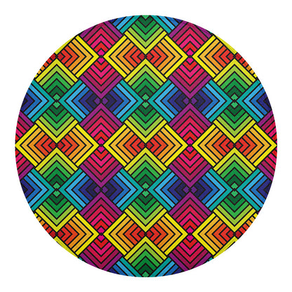 Geometric Rainbow Pattern Print Round Blanket