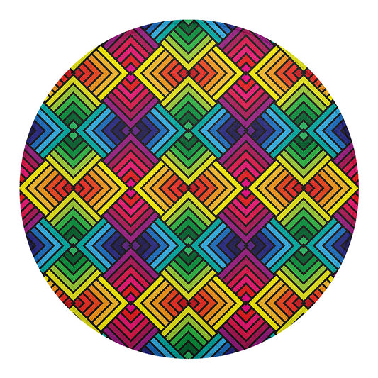 Geometric Rainbow Pattern Print Round Blanket