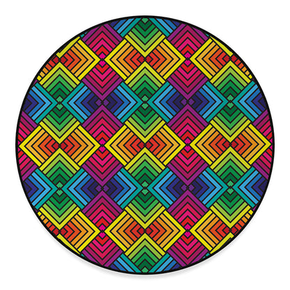 Geometric Rainbow Pattern Print Round Floor Mat