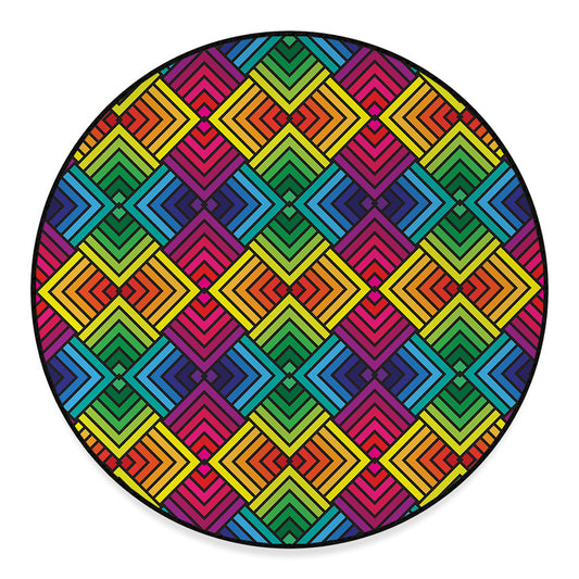 Geometric Rainbow Pattern Print Round Floor Mat
