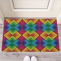 Geometric Rainbow Pattern Print Rubber Doormat