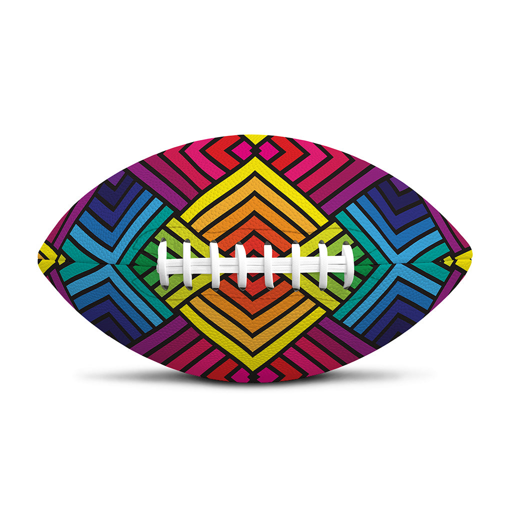 Geometric Rainbow Pattern Print Rugby Ball