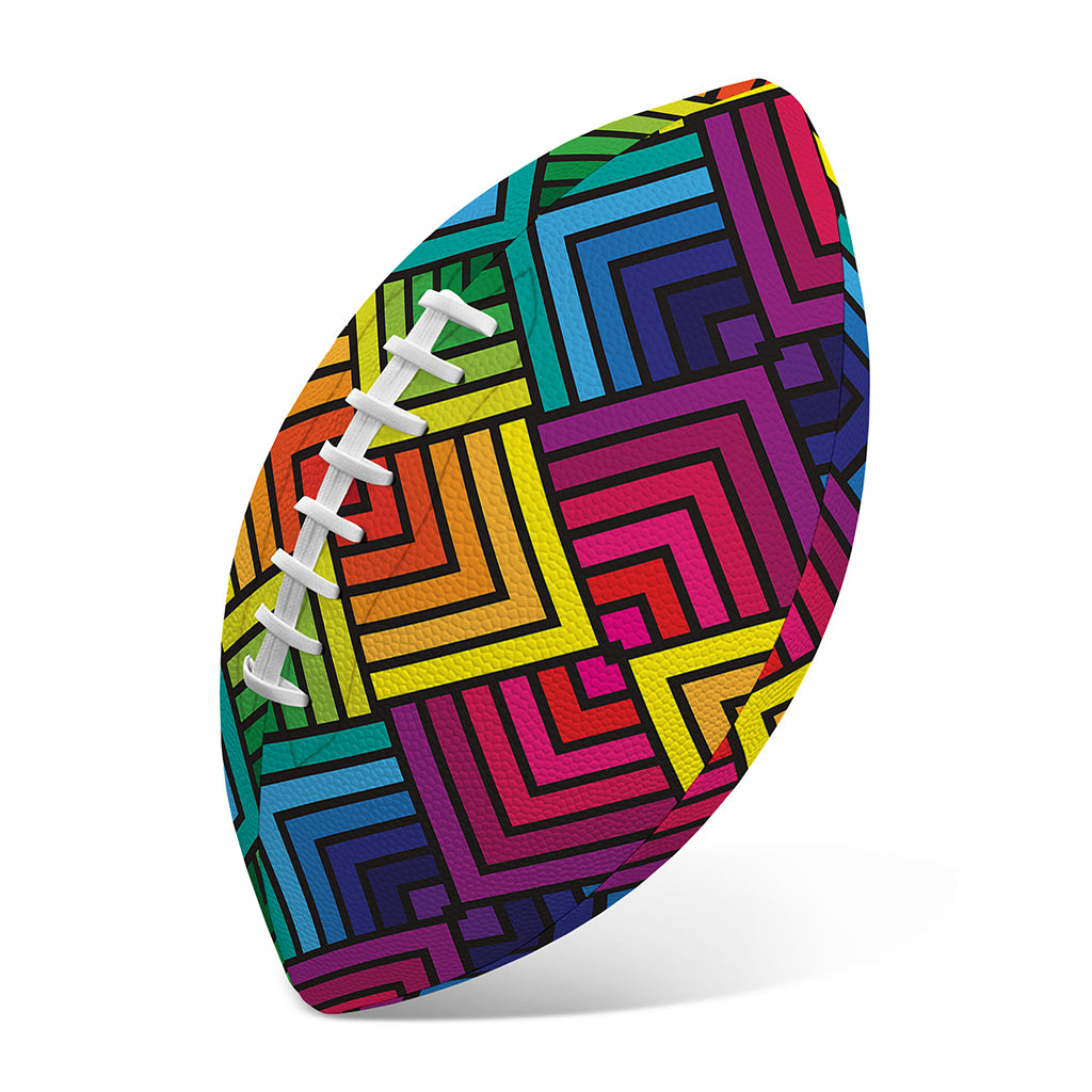 Geometric Rainbow Pattern Print Rugby Ball