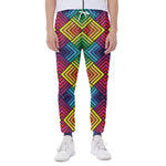 Geometric Rainbow Pattern Print Scuba Joggers