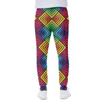 Geometric Rainbow Pattern Print Scuba Joggers