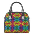 Geometric Rainbow Pattern Print Shoulder Handbag