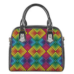 Geometric Rainbow Pattern Print Shoulder Handbag