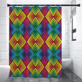 Geometric Rainbow Pattern Print Shower Curtain