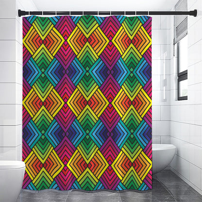 Geometric Rainbow Pattern Print Shower Curtain