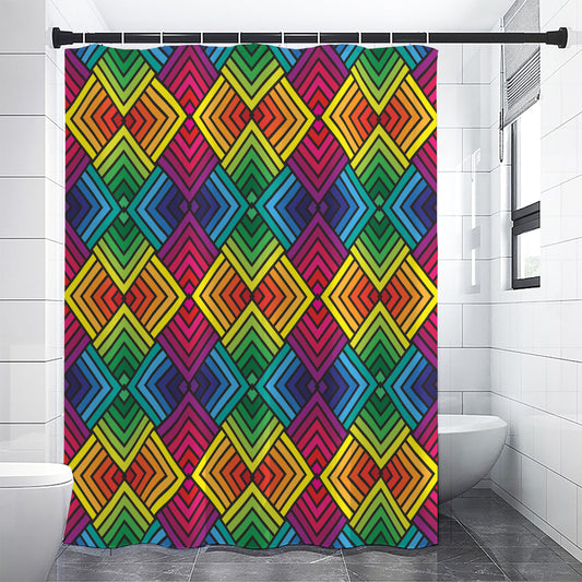 Geometric Rainbow Pattern Print Shower Curtain