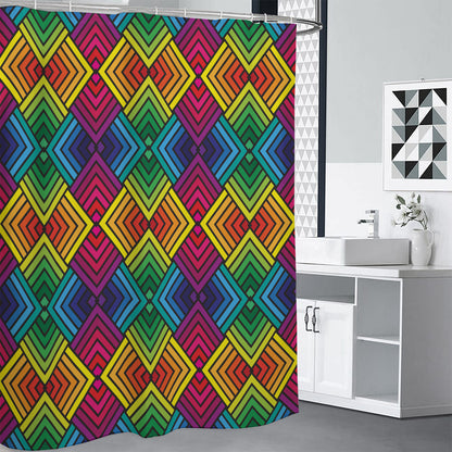 Geometric Rainbow Pattern Print Shower Curtain