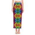 Geometric Rainbow Pattern Print Side Slit Maxi Skirt