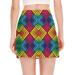 Geometric Rainbow Pattern Print Side Slit Mini Skirt
