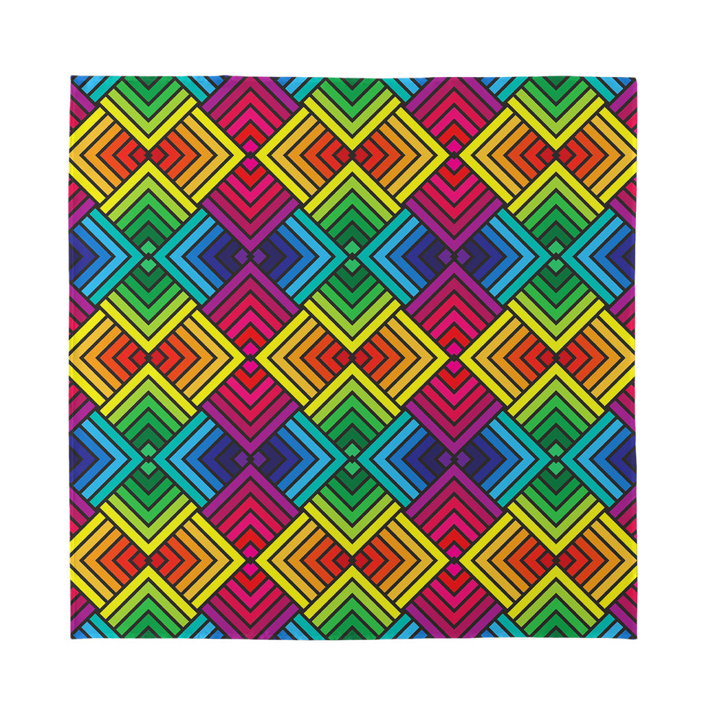 Geometric Rainbow Pattern Print Silk Bandana