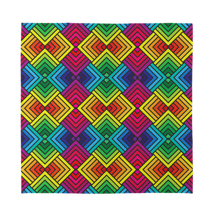 Geometric Rainbow Pattern Print Silk Bandana
