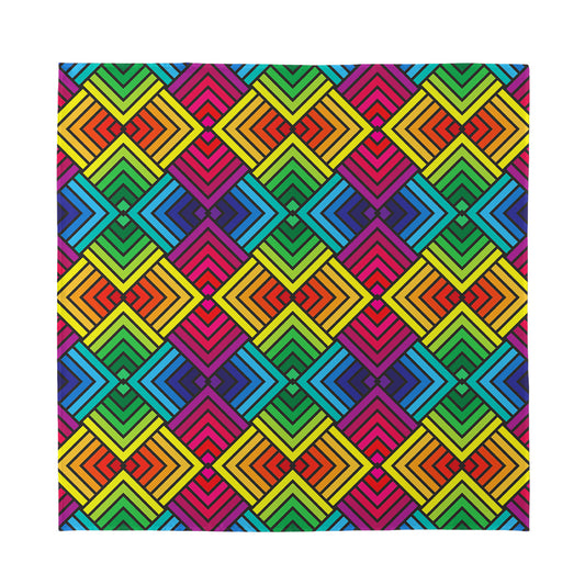 Geometric Rainbow Pattern Print Silk Bandana