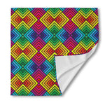 Geometric Rainbow Pattern Print Silk Bandana