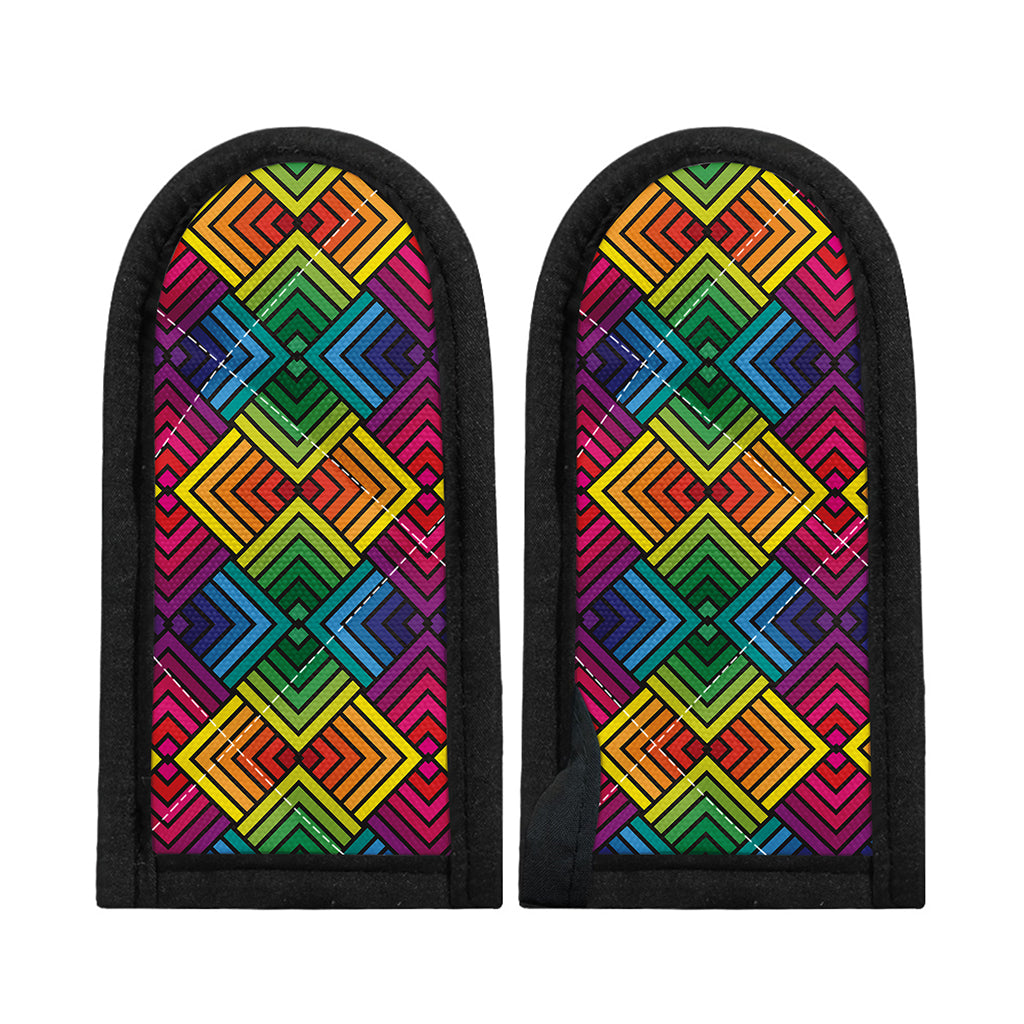Geometric Rainbow Pattern Print Skillet Handle Cover
