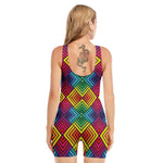 Geometric Rainbow Pattern Print Sleeveless One Piece Swimsuit