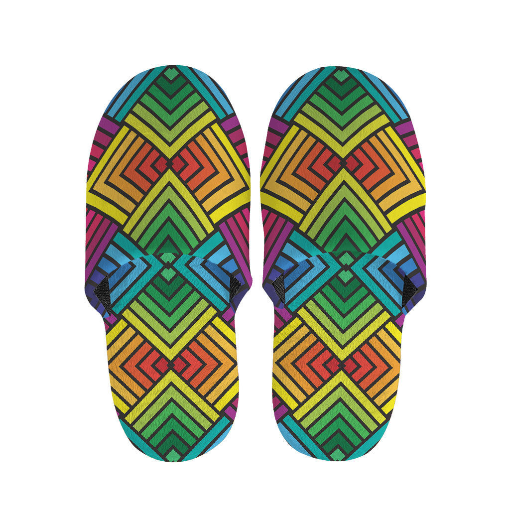 Geometric Rainbow Pattern Print Slippers