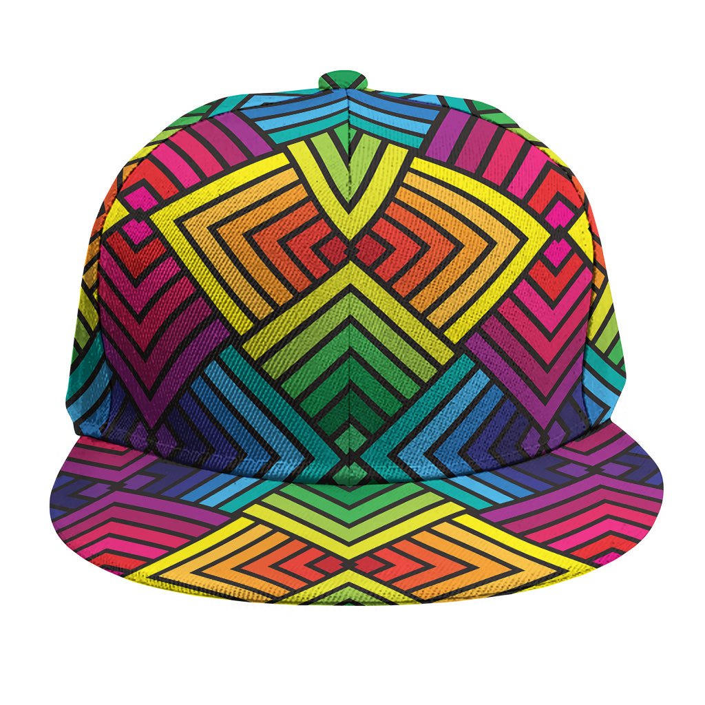 Geometric Rainbow Pattern Print Snapback Cap