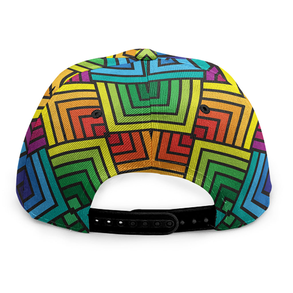 Geometric Rainbow Pattern Print Snapback Cap