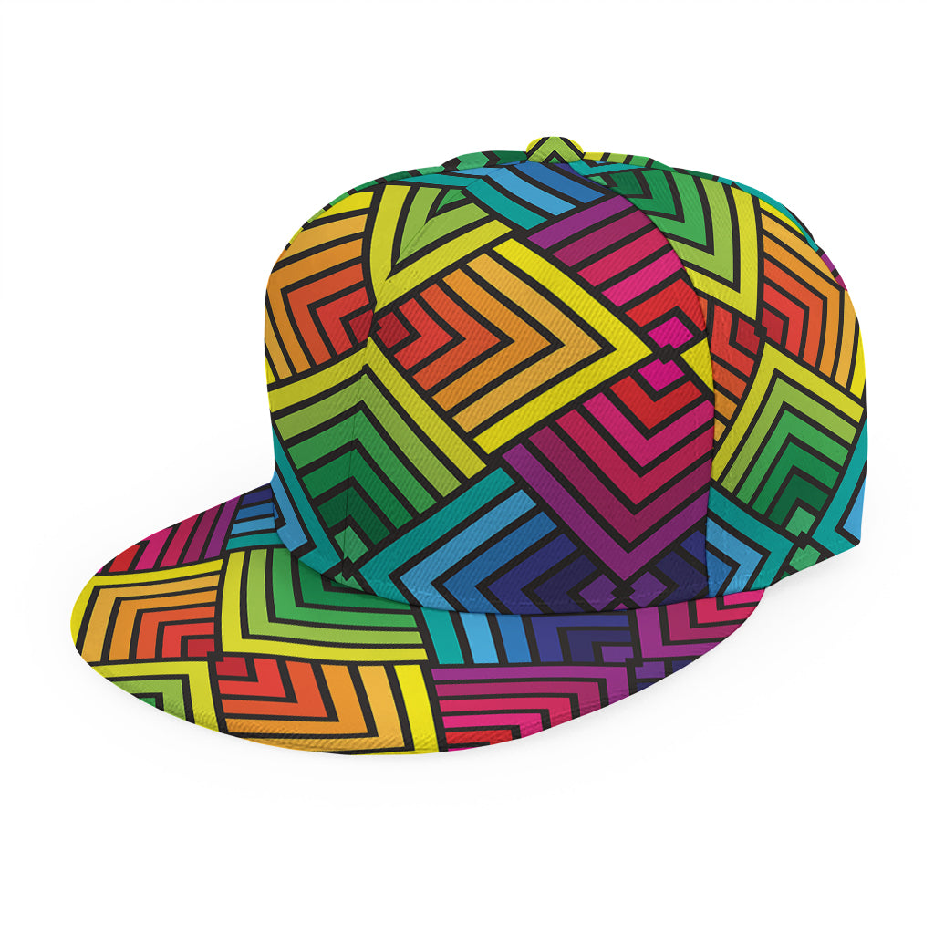 Geometric Rainbow Pattern Print Snapback Cap