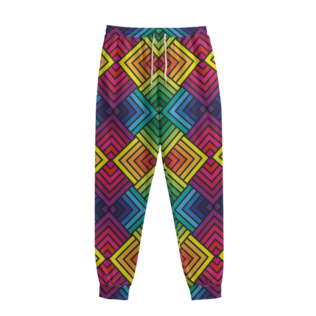 Geometric Rainbow Pattern Print Sweatpants