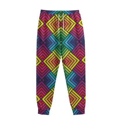 Geometric Rainbow Pattern Print Sweatpants