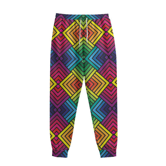 Geometric Rainbow Pattern Print Sweatpants