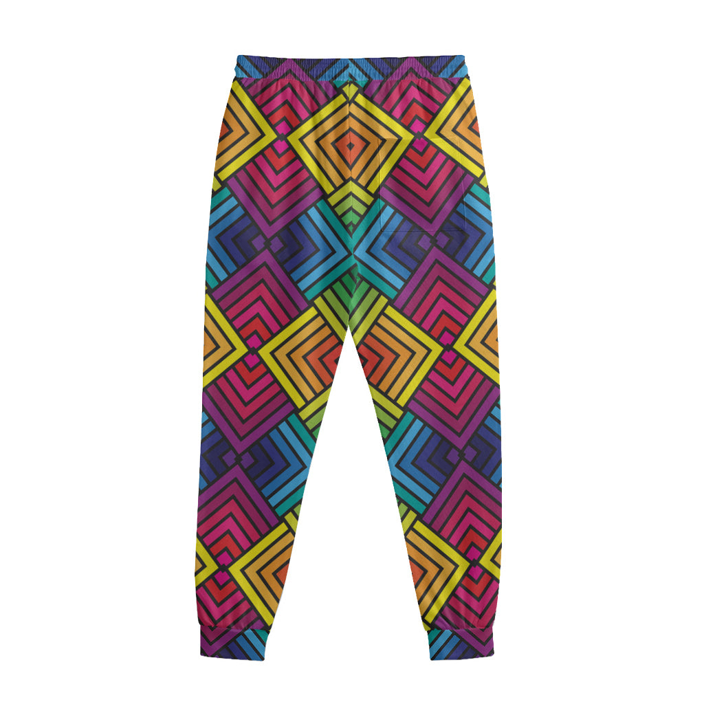 Geometric Rainbow Pattern Print Sweatpants