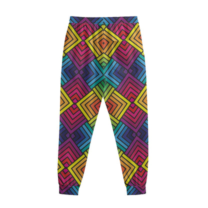 Geometric Rainbow Pattern Print Sweatpants