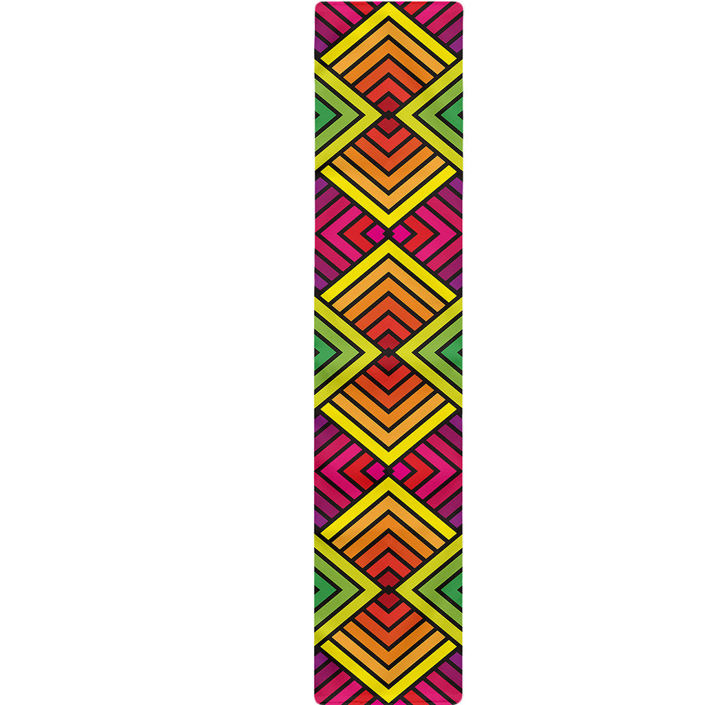 Geometric Rainbow Pattern Print Table Runner