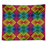 Geometric Rainbow Pattern Print Tapestry