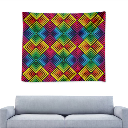 Geometric Rainbow Pattern Print Tapestry