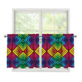 Geometric Rainbow Pattern Print Tier Curtains