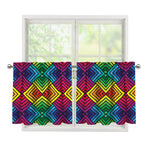 Geometric Rainbow Pattern Print Tier Curtains