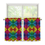 Geometric Rainbow Pattern Print Tier Curtains