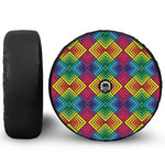 Geometric Rainbow Pattern Print Tire Cover With Camera Hole